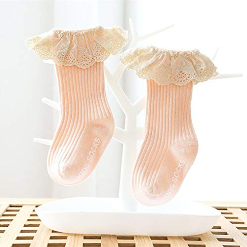 Image of 4-Pack Baby Girls Knee High Socks Infants Toddlers Bow Knit Socks Cotton Tube Ruffled Stockings