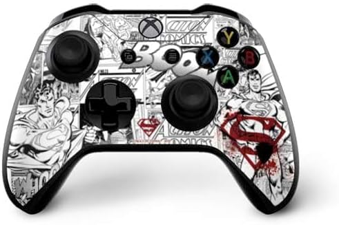 Skinit Decal Gaming Skin Compatible with Xbox One X Bundle - Officially Licensed DC Comics Superman Comic Pattern Logo in Red Design