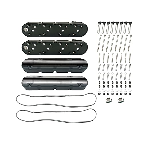 2 pieces Black LS Valve Coil Cover with Valve Cover Gasket Set Kit for All LS Engines Using LS1 LS2 LS3 LS6 LS7 Or Similar Coils With Spacing 72mm Bolt Spacing 241-182