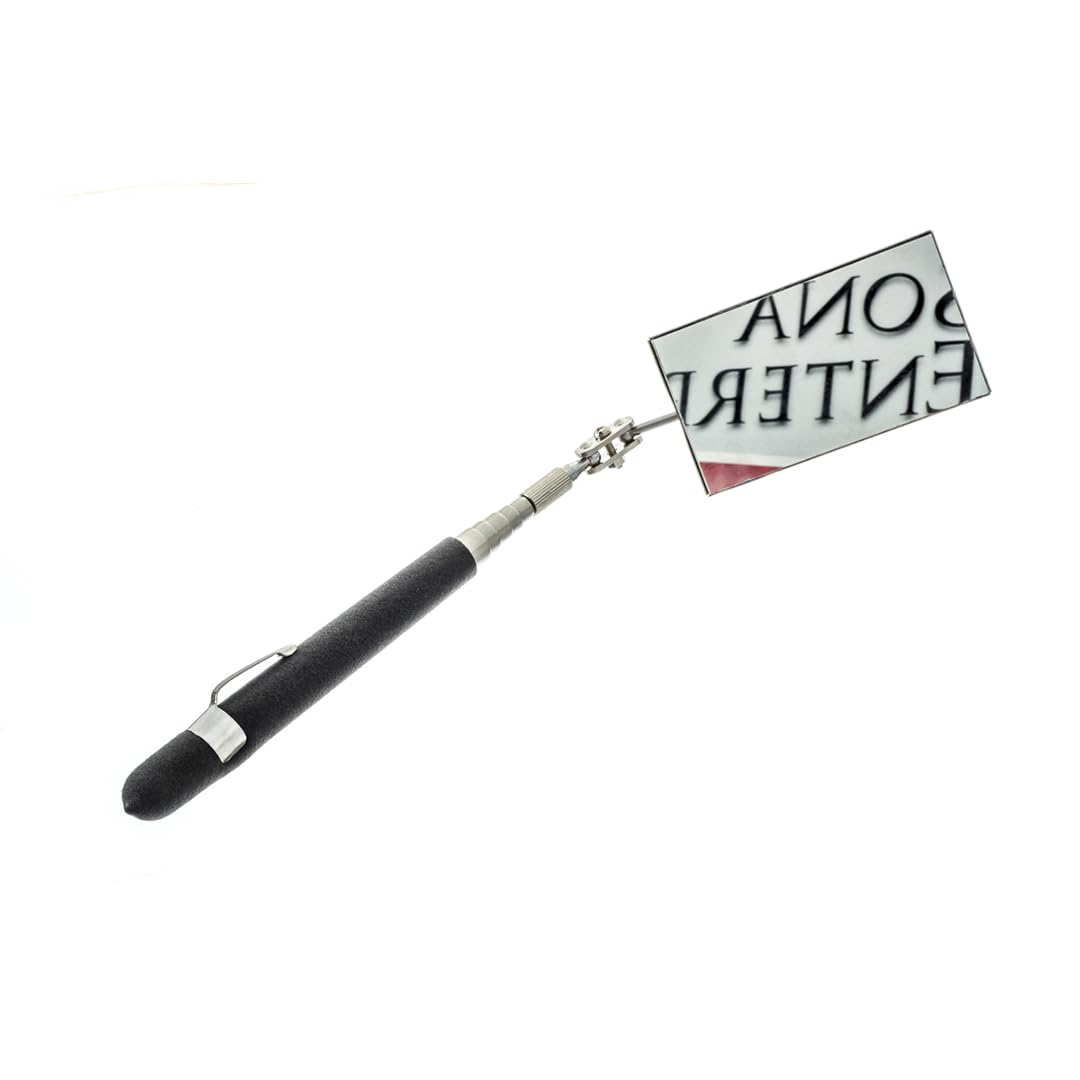 SE 33-Inch Telescoping Rectangular Mirror with Cushion Grip Handle - Adjustable, Pivoting 2x3.5 Inch Mirror for Automotive, Home Inspection, and Hard-to-Reach Areas