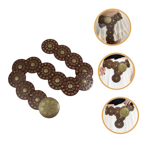 GALPADA Retro Disc Waist Belt for Women Vintage Style Fashion Accessory Versatile Leather Belt for Dress and Beach Parties Adjustable Size3