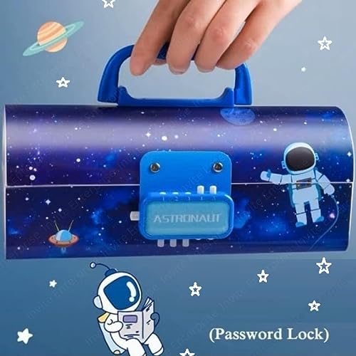 Rahasya Enterprise Pencil Cases/Pencil Box with Code Lock Pen Case Kids Pencil case Style Password Lock Pencil Box Case Multi-Layer Pencil Box for Boys Girls (Astronaut_Blue_Pencil Case)