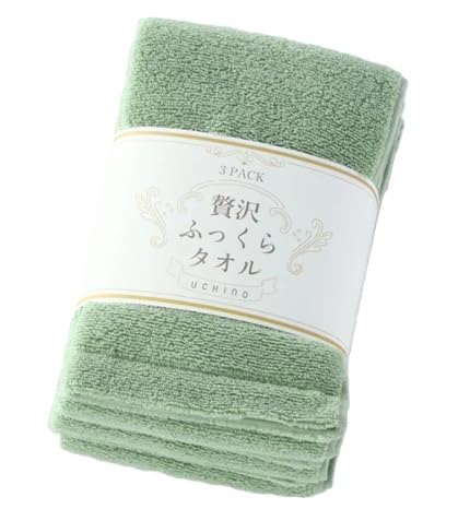 Amazon｜【ライトグリーン】UCHINO 贅沢ふっくら フェイスタオル 34cm
