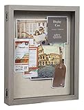 Everly Hart Collection 11x14 Distressed Gray Picture Frame Display Shadow Boxes, Grey