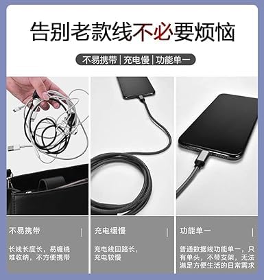 Image of THE BATTERY STORE Original IMPRO V2 3 in 1 High Speed Rectatable USB Type C Cable | 1.2m Copper Braiding Cable | Supports All iPhone-Type C-Android Phones (Pink)(APR8)