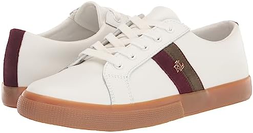 Lauren Ralph Lauren Women's Janson Sneakers, SNW WHT/VNTG BRGN/BTNC GRN, 11 | Image 6