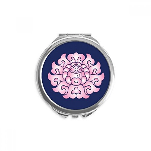Miroir rond maquillage de poche portable fleur de lotus rose rose