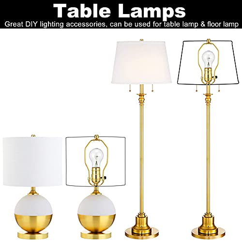 Lamp Shade Holder, 2 Set 7 Inch [Heavy Duty] Lamp Harp Holder With 3/8 Standard Saddle + Lamp Finial Caps For Table And Floor Lamps (Polished Brass) #TOP6