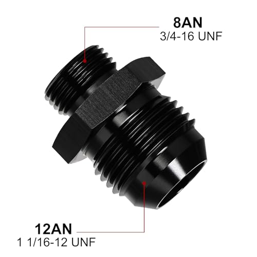 Image of EVIL ENERGY 12AN Flare to 8AN ORB Male Fuel Rail Adapter Fitting Black