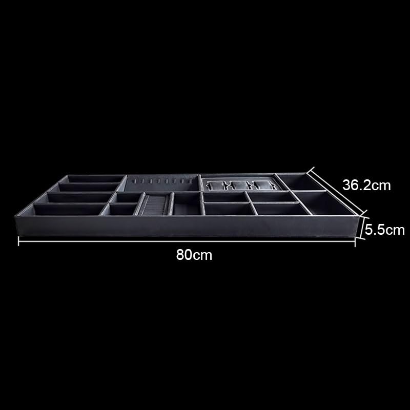 Organizer na biżuterię z przegródkami do szuflad szare wkładki do przechowywania biżuterii na naszyjniki, pierścionki i bransoletki - 70 x 36,2 x 5,5 cm gablota