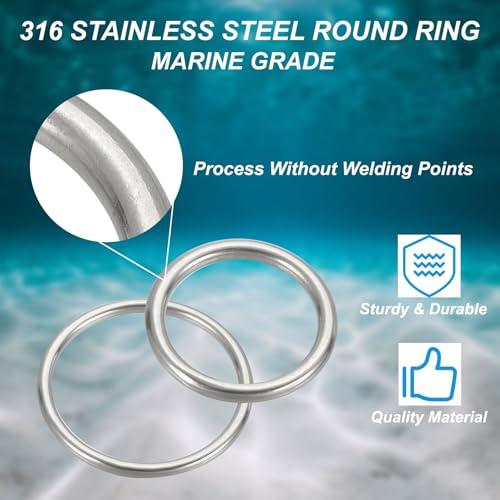 Anneau en métal inox 316 marine robuste pour accastillage et sangle