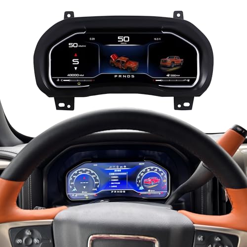 Digital Cluster for GMC 2014-2019, 12.3″ Gauge Speedometer Gear with Dashboard Cover for Chevrolet, Built-in Carplay, 1920×720 LCD Screen, 3 UI Styles, Support Steering Wheel Control for Car