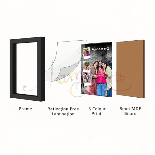 Image of Personalized FRIENDZ Style Portrait Collage Photo Frame | Customized Gift for Best Friends, Boys, Girls, Cousins & College Memories | Birthday, Farewell, Anniversary, Wedding | Glare-Free Laminated Wooden Frame | A5 /A4 /A3