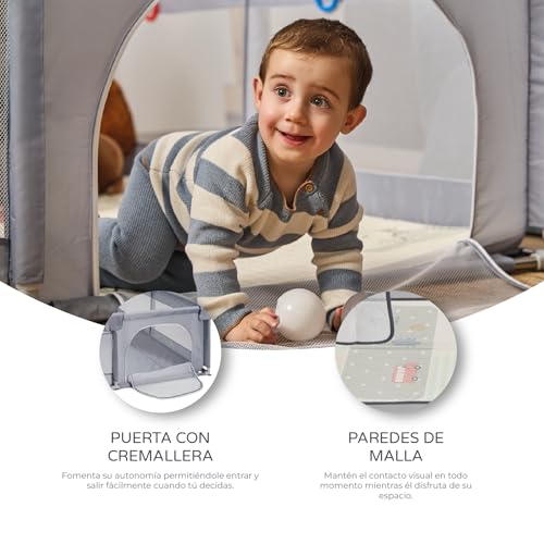 Miniatura 3 de Parque Infantil Xxl Nylon - 200x180 - Corralito Para Bebé Plegable - Parque De Juegos Para Bebe Seguro, Con Gateras Y Ventana Red - Con Ventosas - Fácil Montaje 200 180 Cm