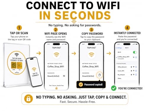 Borne Wifi Porter A6 QR code étiquette dorée blanche pour comptoir - 3