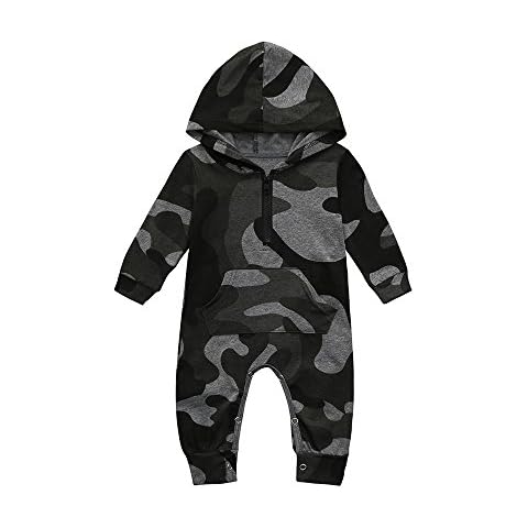 Zerototens baby romper,0-18 Months Newborn Infant Kids Jumpsuit Toddler Boys Girls Long Sleeve Camouflage Print Zipper Hooded Bodysuit Children Autumn Casual Outfits Clothes Cover