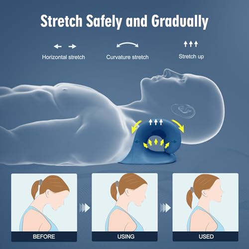 Image of ComfortLife Neck Stretcher for Pain Relief, Neck and Shoulder Relaxer Cervical Neck Traction Device Pillow for TMJ Pain Relief (Dark Blue)