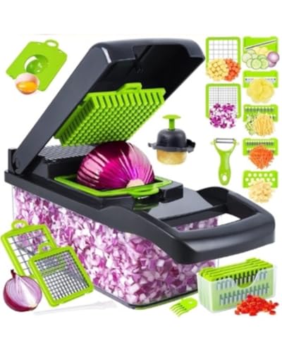 Mandolina per verdure Multifunzione 16 in 1, Affettaverdure...