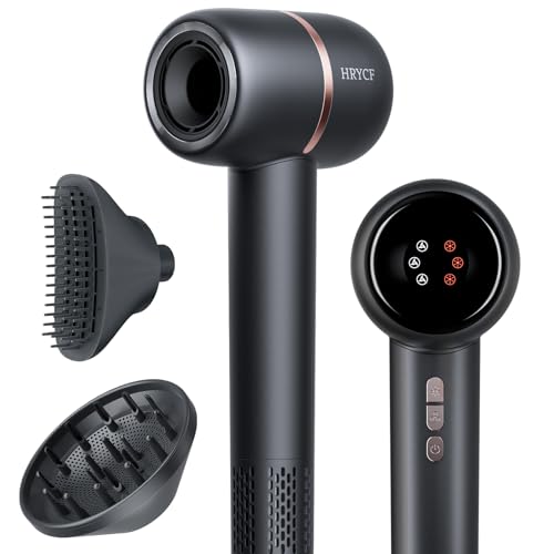 Hair Dryer with Smoothing Brush,160000RPM High Speed Blow Dryer,Negative Ionic Care Hair Dryer,Fast Drying Less Heat Damage Blow Dryer,Thermo-Control Low Noise with Diffuser, Gray Darkgray