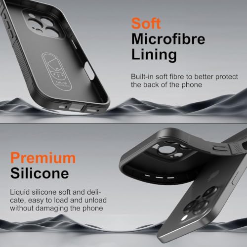 Image of ShieldTech AirGuard Series Back Cover Case for Apple iPhone 16 Pro Max | Microfiber Lining | Airbag Cushion Drop Protection | Shockproof Silicone Cover | Anti Slip Grip - Black for iPhone 16 Pro Max