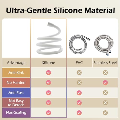 Shower Hose, Ultra-Soft Silicone Shower Hose Replacement, Anti-Kink Designed Handheld Shower Head Hose Extension with Brass Insert and Nut, 119 Inches, Black by briskspring - Used condition - Image 4