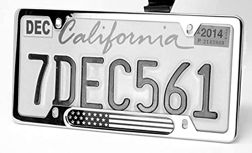 Lfparts Black Chrome Usa Flag Stainless Steel License Plate Frame #TOP1
