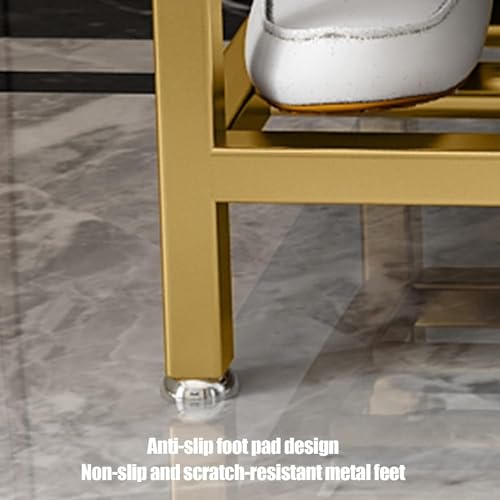 Banc à chaussures moder en métal et assise velours de luxe pour entrée de grande capacité - 5