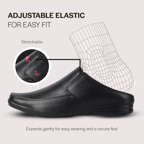 Image of FAUSTO Men Formal Back Open Memory Cushioned Insole Slip On Shoes | Office, Meetings, Event Slip Ons with Comfort All Day Long | Semi Formal Outfit Shoe, Anti Skid Rubber Sole