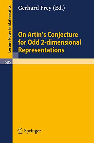 On Artin's Conjecture for Odd 2-dimensional Representations (Lecture Notes in Mathematics, 1585, Band 1585)