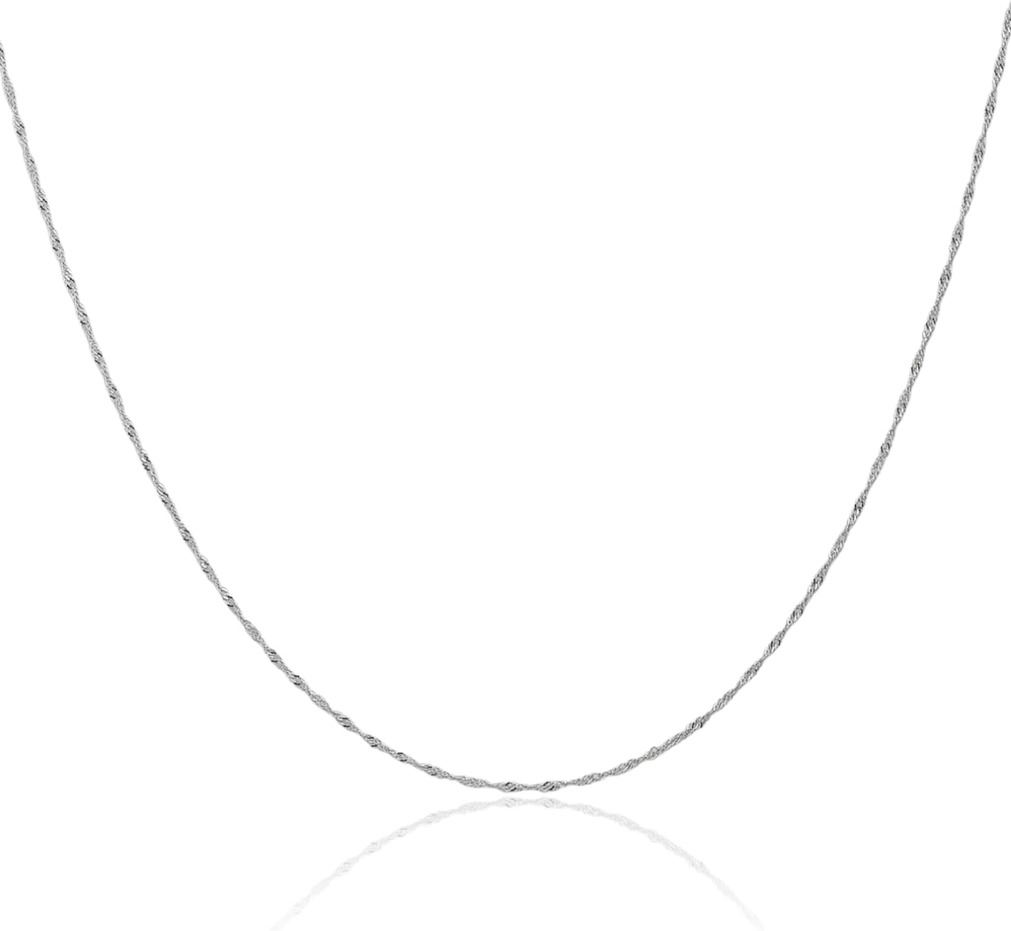 IceCarats 14K Solid White Gold 1mm Dainty Singapore Chain Necklace Polished