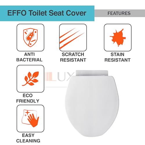 Image of LUXART Toilet Seat Cover 17.9L x 14.5W Inc Indian Commode Oval Seat Cover With Round Edge | EWC Non Soft Close Commode Cover With Installation Kit | PP Western Toilet Cover For Bathroom Commercial Use