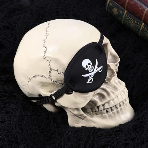 Augenklappe, verstellbar, weich, bequem und atmungsaktiv, geeignet für rechtes oder linkes Auge, schwarz, Piraten-Stil, geeignet für Erwachsene und Haustiere