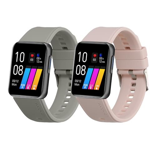 kwmobile Pulsera compatible con GRV 22mm Smartwatch correa - 2x Correas de silicona flexible - Tamaño ajustable