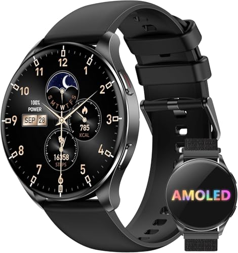 IOWODO Smartwatch Damen Herren 2025 (Rund 1.43\" AMOLED) | Bluetooth Anrufe + 380mAh Akku (7 Tage) | 2 Armbänder | IP68 Wasserdicht | 100+ Sportmodi | 24/7 Puls+SpO2+Schlafanalyse | iOS/Android IOWODO Smartwatch Damen Herren 2025 (Rund 1.43\" AMOLED) | Bluetooth Anrufe + 380mAh Akku (7 Tage) | 2 Armbänder | IP68 Wasserdicht | 100+ Sportmodi | 24/7 Puls+SpO2+Schlafanalyse | iOS/Android