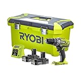 Ryobi Akkuschrauber Set R18DD3-220T 18V One+ Akku Bohrschrauber mit 2 x 2Ah Akkus, Ladegerät und Werkzeugkasten, Bohrfutter 13mm