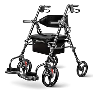 Foldable 2-in-1 Rollator Walker for...