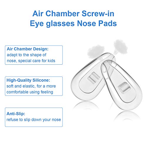 Lunettes de Nez Plaquettes, Kit de Réparation de Lunettes, Tampon de Nez Visser, Plaquettes de Nez en Silicone Souple avec Vis Tournevis Pincettes Chiffon de Nettoyage (6) - Image 4