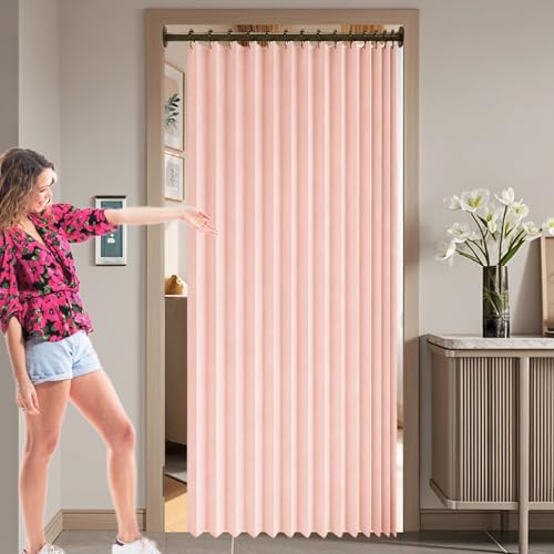 Rideau accordéon placard 265x194cm rose pour séparation de porte