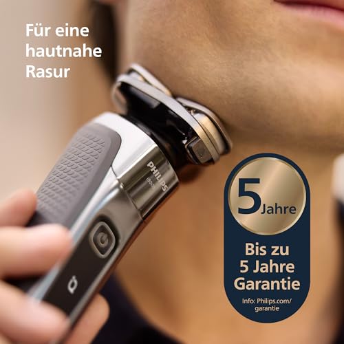 Philips Rasierer i9000, Elektrischer Nass-und Trockenrasierer für Herren mit integriertem Trimmer, dunkelgrau, Reinigungsstaion… – Ansicht 2