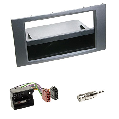 2-DIN Radioblende mit Fach + Quadlock Adapter für Ford Focus C-MAX 2003–2007 / C-Max Facelift 2007-2010 / Focus 2004-2007 / Kuga ab 2008 / Fiesta 2005-2008 / Fusion 2005-2007 / Transit ab 2006