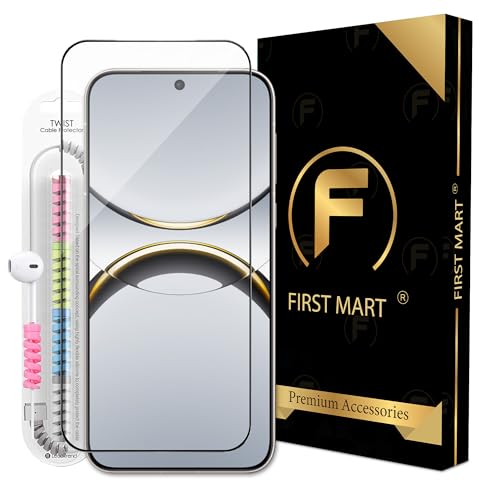 Image of FIRST MART Tempered Glass for Oppo Find X8, 9H 0.3 mm Full-Glue Screen Protector with Cable Protector, 3D Edge-to-Edge, HD Clear, Case-Friendly, Black, Pack of 1