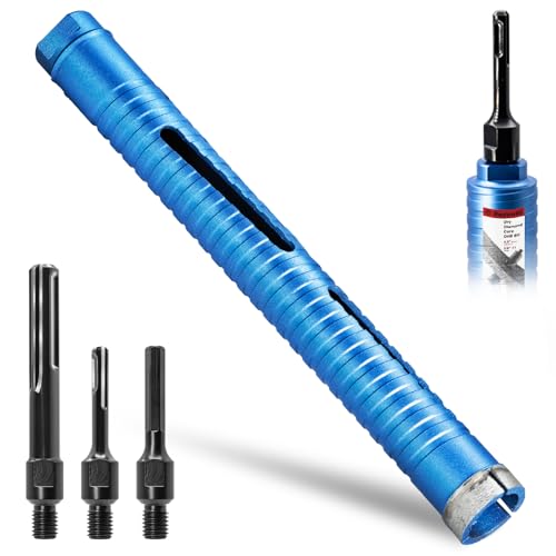 Image of 1-1 /8 inch Core Drill Bit with 3 Adapters Included: SDS Plus, SDS Max and 1 /2 inch Hex Abor, 5 /8 inch-11 Thread, 9.5 inch Drilling Depth Core Bits for Concrete Brick Block, Motar, Masonry