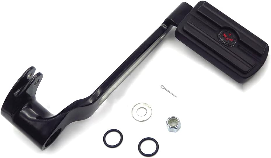 HTTMT MT280-017-216-052- Black New Billet Hollow-Out Rear Brake Lever Brake Pedal Foot Lever with Skull Food Peg Compatible with 2014-later Touring Trike Road King Street Glide CVO Tri Glide FLHR