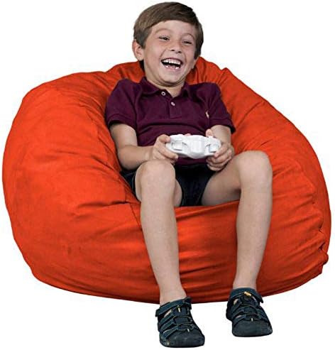 FUGU Kids Beanbag Chair, Premium Foam Filled 2', Protective Liner Plus Removable Machine Wash, Orange