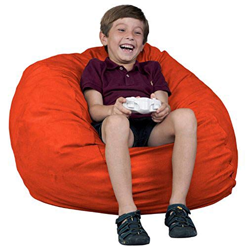 Fugu Kids Beanbag Chair, Premium Foam Filled 2', Protective Liner Plus Removable Machine Wash, Orange #TOP3