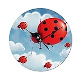 HETVBNS Dekorative moderne Wanduhr aus Holz, Marienkäfer und Wolke, nicht tickend, runde Wanduhren, rahmenlose Zeituhren, keine Skala, Uhr für Zuhause, Schlafzimmer, Büro, Wohnzimmer, 59,9 cm, Schwarz