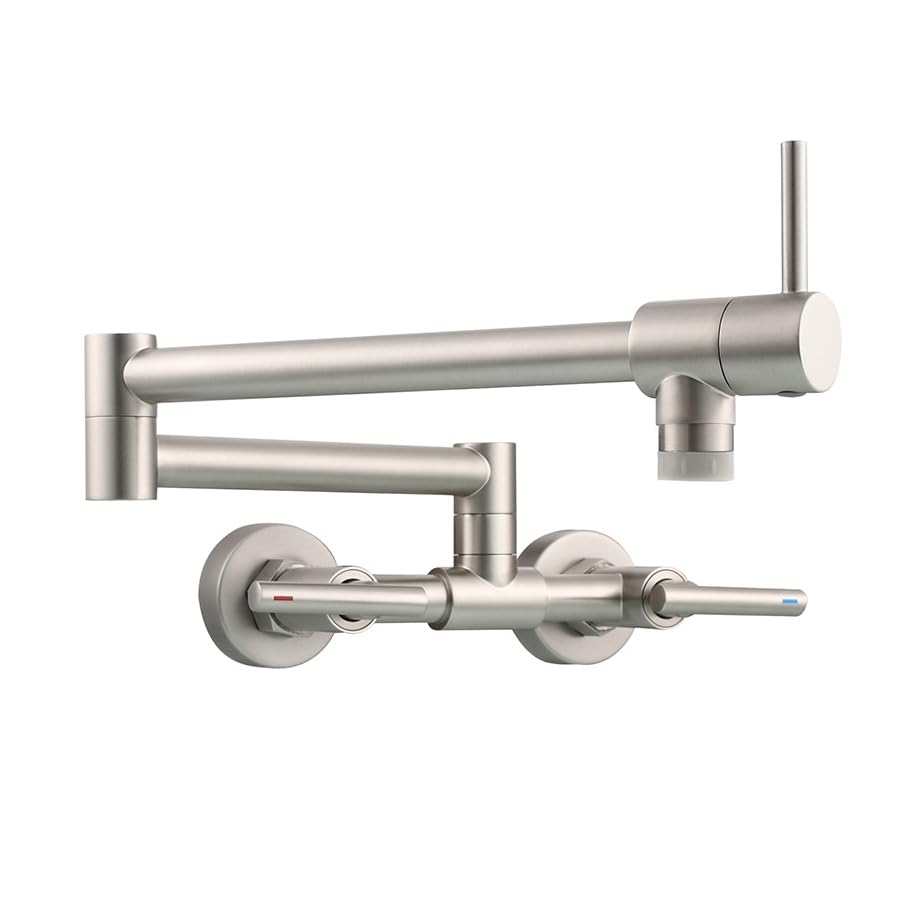 Robinet de cuisine mural nickel brossé au design durable et chic