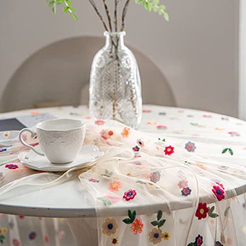 Nappe en dentelle brodée florale multicolore grand format - 7