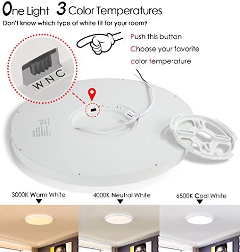 TALOYA White Flush Mount Ceiling Light 20Watt Ø30cm,Round LED Light Fitting for Bedroom Kitchen Hallway Foyer,3 Color Temperatures in One (Warm/Neutral/Daylight White), 120W Equivalent