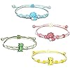 4 Pcs Cute Dinosaurs Bracelets Set Multicolor Luck String Rope Chain Cord Thread Braided Bracelet Colorful Dinosaur Beaded Bracelet Good Protection Friendship Wish Bracelet Jewelry for Women